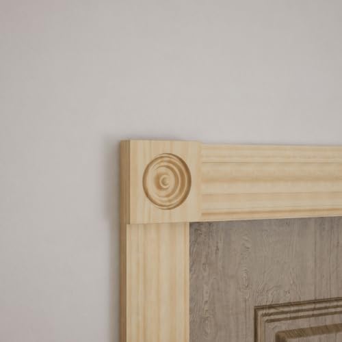 3 1/2" W x 3 1/2" H x 7/8" P Americraft Solid Wood Stain Grade Bullseye Rosette with Squared Edge, Pine - color: Pine, size: 3.5-in. W x 3.5-in. H