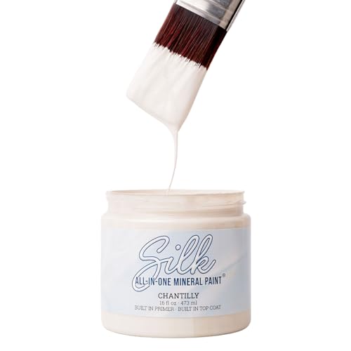 Dixie Belle Silk All-in-One Mineral Paint | Chantilly (16oz) | Warm Off White With Beige Undertones All-in-One Water Based Primer + Topcoat | Durable Furniture Paint | Low Reflective Finish - color: Chantilly, size: 16 Fl Oz (Pack of 1)