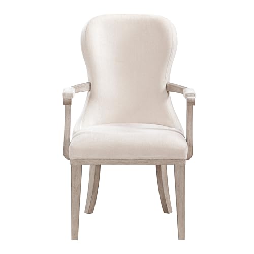 Elegance Armchairs Set of 2 Ivory Fabric Upholstery Cushion Seat Back Comfort Dining Furniture