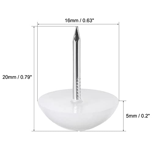 uxcell Furniture Feet Nail Plastic Glide Nails Chair Table Leg Protector Pads 16mm Dia White 5pcs