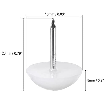 uxcell Furniture Feet Nail Plastic Glide Nails Chair Table Leg Protector Pads 16mm Dia White 5pcs