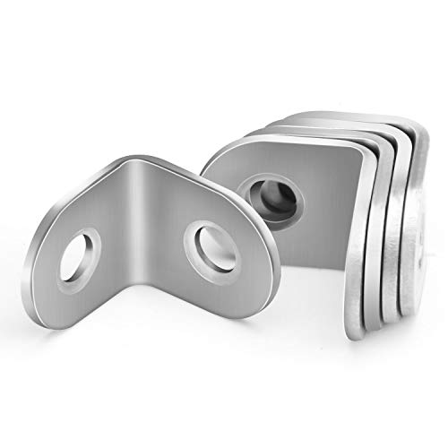 ZOENHOU 100 PCS 20 x 20 mm Stainless Steel L Brackets, 90 Degree Corner Bracket with 200 Screws, Corner Braces for Wood - size: 100PCS 20 x 20mm Silver