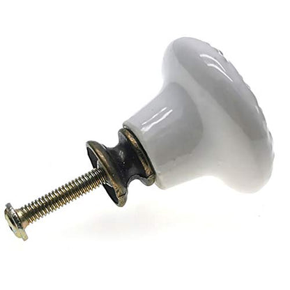 6Pcs White Kitchen Cabinet Knobs, Ceramic Drawer Knobs - color: White
