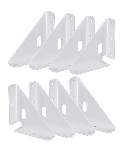 3-11/16" Heavy Duty Corner Brace Bracket for Wood, White 8 Pack - color: White-8 Pcs
