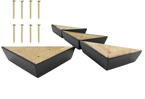 Furniture Legs, Set of 4 Wood Sofa Corner Feet, 1-1/2" Tall by 5" Wide Triangle, Chair Couch Feet Replacement, (Dark Espresso) - color: Dark Espresso