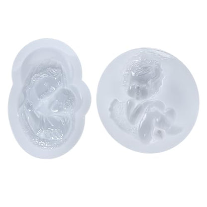 Art Molds for Polyclay Air Dry Clay Plaster, Carved Holy Family Mother and Cherub - color: Cherub