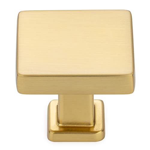 KOOFIZO 10 Pack Brushed Gold Cabinet Knobs, Square Single Hole Pulls K08 - color: Brushed Gold, size: Knob 1 - 10Pcs