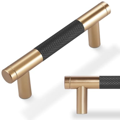 10 Pack 3 Inch Black and Champagne Bronze Kitchen Cabinet Handles - color: Black And Champagne Bronze, size: 3'' Hole Center(76mm)