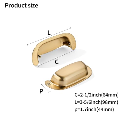 khtumeware 10 Pack 2-1/2"(64mm) Hole Center Retro Brass Drawer Pulls Champagne Bronze Cabinet Bin Cup Pulls Bathroom Hardware Cabinet Handles Drawer Handles Knobs - color: Champagne Bronze, size: 2-1/2"(64mm) Hole Center, style: 10-Pack
