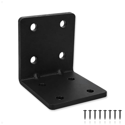 4 Pack L Brackets for Wood Matte Black Strong Corner Brace, Ribbed Corner Brackets for Wood Projects Furniture Fix and Replacement, Easy to Install, 2.5 x 2.75 x 2.75 in - size: 2.75x2.5in