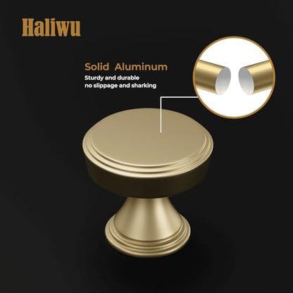 Haliwu 20 Pack Gold Cabinet Knobs Brushed Brass Drawer Knobs - color: Brushed Gold & Round C
