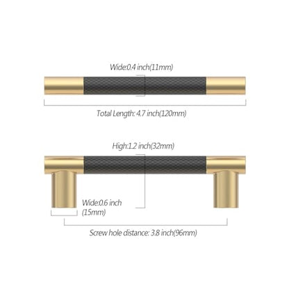 Asidrama 10 Pack 3.75 Inch(96mm) Knurled Black and Gold Kitchen Cabinet Handles, Cabinet Pulls Kitchen Cabinet Hardware Cupboard Handles Drawer Pulls 4496 - color: Black-Gold, size: 3.75" Hole Center(96mm)