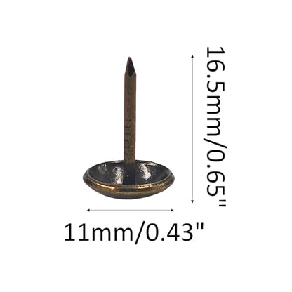 200PCS 11 * 17mm Upholstery Tacks, Decorative Furniture Nails, Round Head Bronze Thumb Tacks for Sofa, Chair, Cork Board, DIY Projects - size: 0.43"