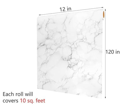 Decotalk Marble Contact Paper Marble Wallpaper Peel and Stick Marble Countertop Vinyl Wrap Waterproof Matte White Marbles Contact Paper for Kitchen Counter Removable Wallpaper Vinyl Marbles 12"x120" - size: 12" x 120"