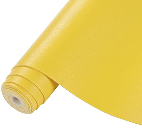 CDY Smooth Faux Leather Roll: 13.8"X53" Faux Leather Sheets for Upholstery - color: Yellow
