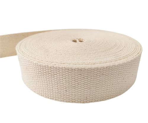 Abbaoww 11 Yards Natural Heavy Cotton Webbing 1 Inch for Sewing DIY Craft Bags Making Outdoor Supplies (1 Inch) - size: 1 Inch