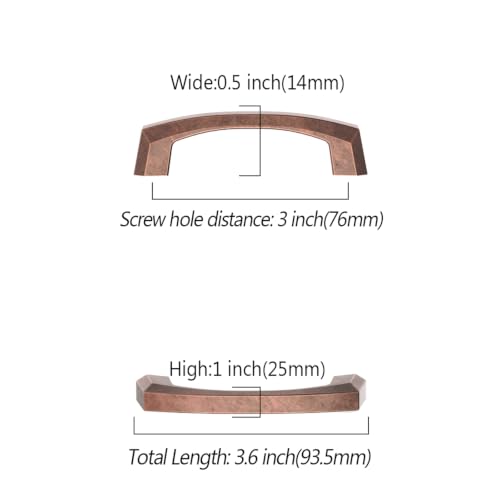 Asidrama 10 Pack 3 inch Antique Copper Kitchen Cabinet Handles - color: Antique Copper, size: 3" Hole Center(76mm)