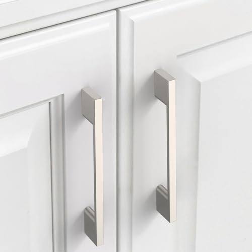 9BUILD 10 Pack Brushed Satin Nickel Cabinet Pulls 5 Inch Satin Nickel Kitchen Cabinet Handles, Cabinet Hardware for Cupboard Drawer Pulls - color: Brushed Satin Nickel, size: 5"/128MM Hole Center, style: 10 Pack