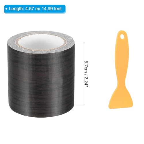 PATIKIL 2.2" X30' Self-Adhesive Wood Grain Repair Tape with Scraper Black Wood Grain - color: Black Wood Grain, size: 1" x 1"