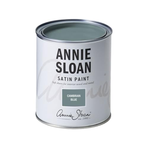 Annie Sloan Satin Paint (Cambrian Blue, 25 Fl Oz/750 mL). Soft sheen for interior wood and metal. Self-leveling, all-in-one paint with no wax or lacquer required. - color: Cambrian Blue