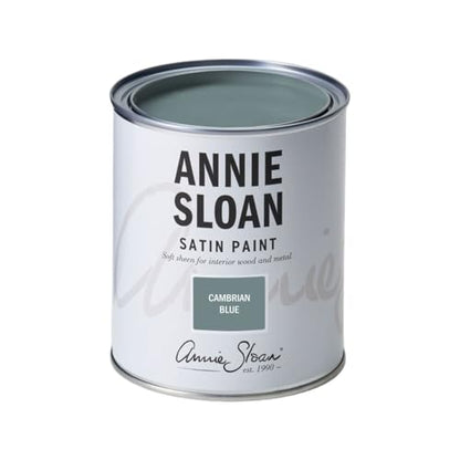 Annie Sloan Satin Paint (Cambrian Blue, 25 Fl Oz/750 mL). Soft sheen for interior wood and metal. Self-leveling, all-in-one paint with no wax or lacquer required. - color: Cambrian Blue