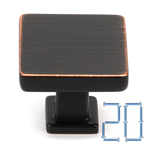 KOOFIZO 20 Pack Oil Rubbed Bronze Cabinet Knobs Square Single Hole Pull K08 - color: Oil Rubbed Bronze, size: Knob 1 - 20Pcs