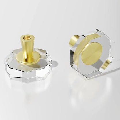 8 Pack Polygon Crystal Cabinet Knobs,1-1/4 Inch, Gold - color: Gold-8 pack, size: Polygon