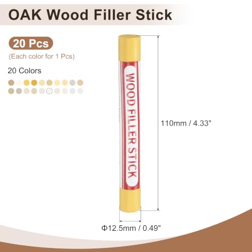 uxcell 20 Colors Wood Crayons, Wood Filler Sticks Furniture Scratch Repair - color: White Light Series