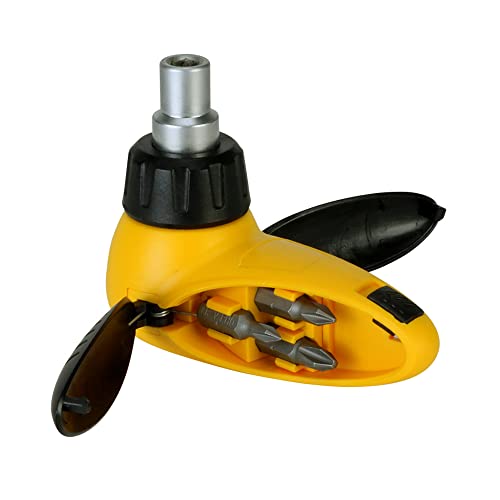7-Piece Stubby Ratcheting Screwdriver, Slotted & Phillips, Yellow & Black