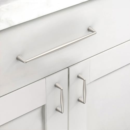 Asidrama Brushed Satin Nickel Cabinet Pulls Solid Handles,7.5 Inch,10 Pack - color: Brushed Satin Nickel, size: 7.5" Hole Center(192mm)