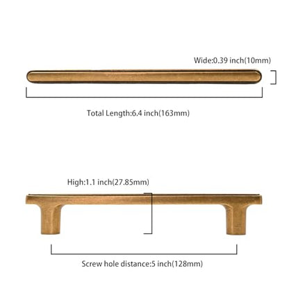 Asidrama 10 Pack 5 Inch(128mm) Antique Brass Kitchen Cabinet Handles, Cabinet Pulls Kitchen Cabinet Hardware for Cupboard Drawer Pulls - color: Antique Brass, size: 5" Hole Center, style: 10 Pack