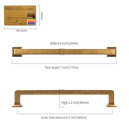 Antique Brass Cabinet Handles Kitchen Pulls 6.25 Inch 10 Pack - color: Antique Brass, size: 6.3" Hole Center