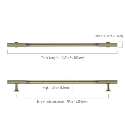 Asidrama 10 Pack 10 inch Brushed Antique Bronze Kitchen Cabinet Handles - color: Brushed Antique Bronze, size: 10" Hole Center