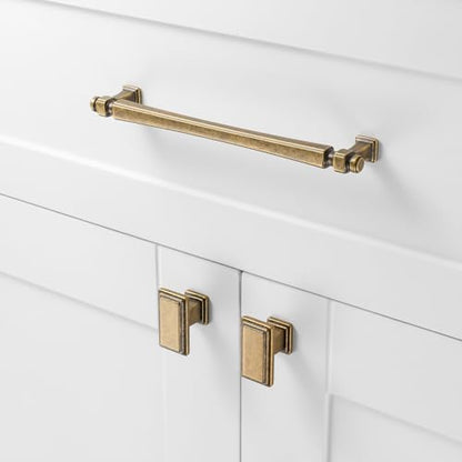 6-1/4 Inch Antique Brass Cabinet Pulls 10 Pack French Style P2501 - color: Antique Brass, size: 6-1/4 Inch Hole Centers