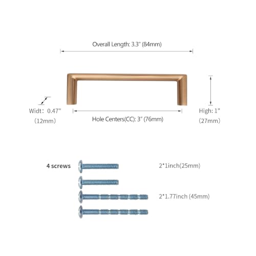30 Pack 3 Inch Champagne Bronze Cabinet Pulls, Kitchen Hardware - color: Champagne Bronze, size: 3"/76MM Hole Center, style: 30 Pack