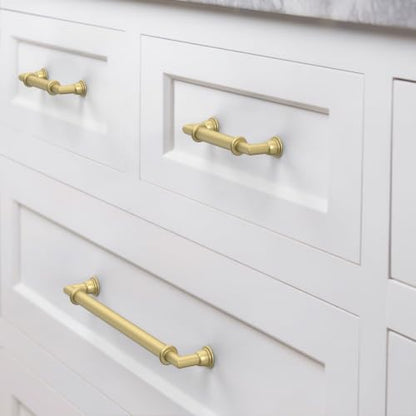 10 Pack Brushed Gold Cabinet Pulls 4 Inch(102mm) Kitchen Cupboard Handles Solid Heavy Duty Zinc Alloy Drawer Pulls - color: Brushed Gold, size: 4" Hole Center