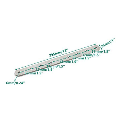 4 Pack Flat Mending Plate for Wood,ULIFESTAR Stainless Steel Straight Brackets 300mm / 12" Length 8 Screw Hole Flat Repair Fixing Wood Brace Joining Plates Connector with Fixing Screws - size: ['300x25x4mm']