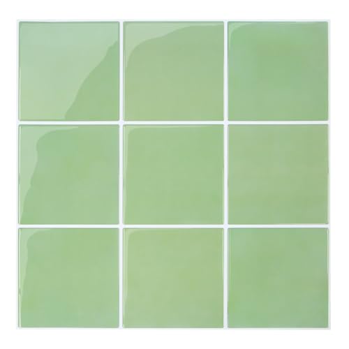 COMSTICKC Thicker 3D Peel and Stick Backsplash Tiles, 10 Pcs 12" x 12" - color: Light Green