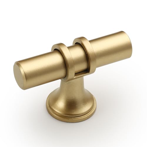 Amerdeco 10 Pack Brushed Gold Cabinet Knobs & Pulls - 2 Inch T Bar Kitchen Cabinet Hardware Drawer Pulls ZH0058 - color: Gold, size: 2"/51MM