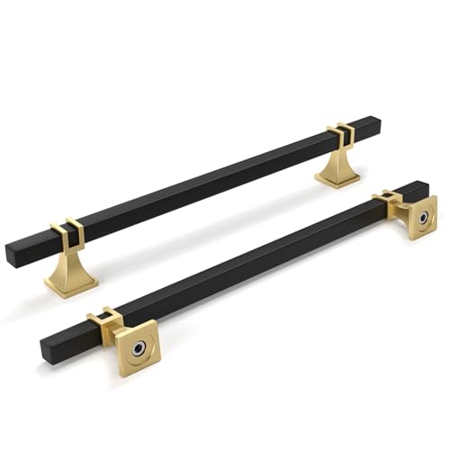 homdiy Black and Gold Cabinet Pulls 7-1/2" Black and Brass Cabinet Pulls - color: Black & Matte Gold, size: 7-1/2 Inch(192mm) Hole Centers