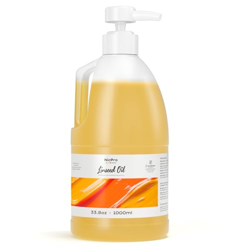 Nicpro Refined Linseed Oil for Painting, 33.8oz/1000ml with Pump - size: 33.8oz
