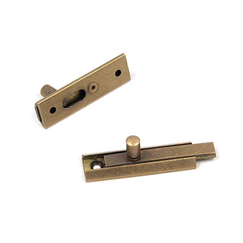 Bitray 2Pcs Solid Brass Slide Bolt 2 Inch Antique Door Latch Barrel Lock - style: 2pcs/Bronze/2 inch