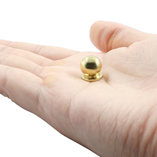 Jiozermi 4 Pack Mini Round Solid Brass Knobs, 1/2 Inch, Gold - color: Polished Gold, size: 1/2 Inch(12mm)