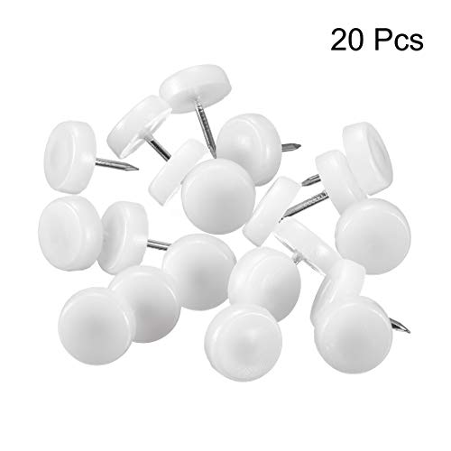 uxcell Furniture Feet Nail Plastic Glide Nails Chair Table Leg Protector Pads 14mm Dia White 20pcs - size: 14mm