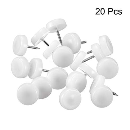 uxcell Furniture Feet Nail Plastic Glide Nails Chair Table Leg Protector Pads 14mm Dia White 20pcs - size: 14mm