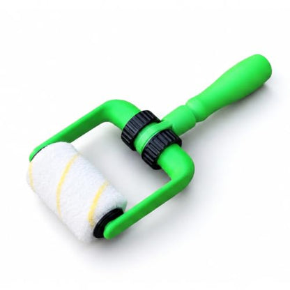 Ergonomic 4 Inch Paint Roller Frame Kit with Extension Handle, Lightweight Mini Paint Roller for Walls, Cabinets, Trim and Furniture, Comfortable Grip Helps Reduce Hand Fatigue, Green