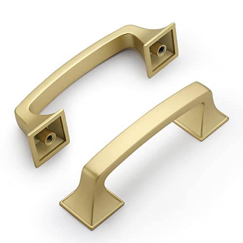 Amerdeco 10 Pack Gold Cabinet Pulls 3 Inch(76mm) Hole Center Cabinet Hardware Kitchen Cabinet Handles for Bathroom Drawer Pulls Dresser Pulls ZH0002 - color: Gold, size: 3"/76mm Hole Center