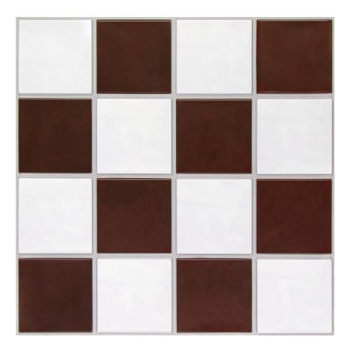 Commomy Matte 3D Peel and Stick Tile,10 Pcs 11.8"x11.8" Red & White - color: Red and White