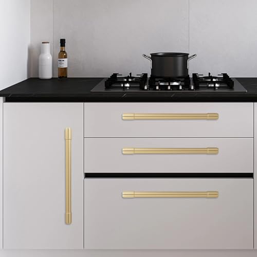 10 Pack 10 Inch(254mm) Kitchen Cabinet Handles Brushed Gold Cabinet Pulls Alloy Drawer Pulls Solid Cabinet Hardware - color: Brushed Gold, size: 10'' Hole Center(254mm)
