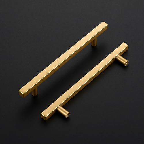 Ravinte Champagne Gold Handles Square Cabinet Hardware 6-1/4 Inch 10 Pack - size: 6-1/4" Hole Center